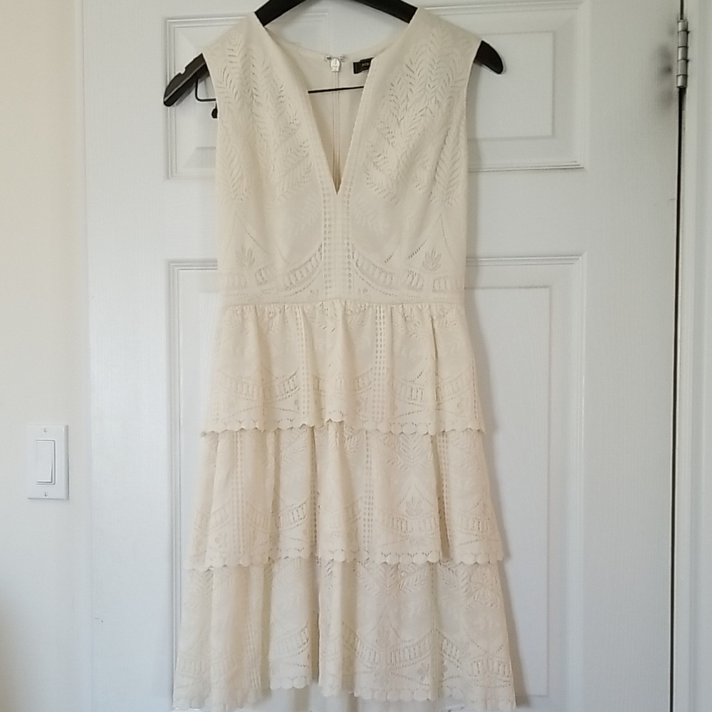 BCBGMaxAzria Cream Lace Midi Dress